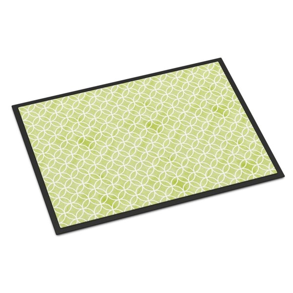 Carolines Treasures Gemoetric Circles on Green Watercolor Indoor or Outdoor Mat, 24 x 36 in. BB7493JMAT - main